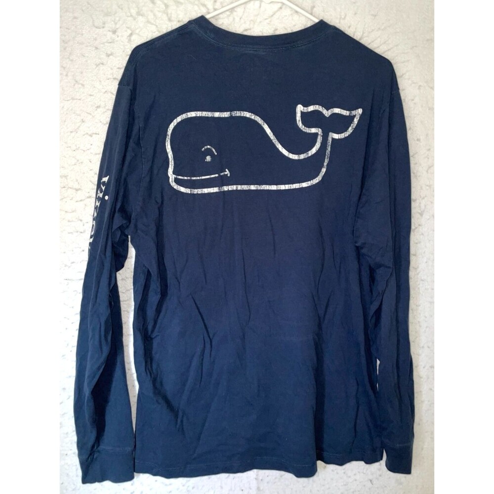 Vineyard Vines Long Sleeve Pocket Tee Shirt Navy Blue Mens sz M Logo Whale